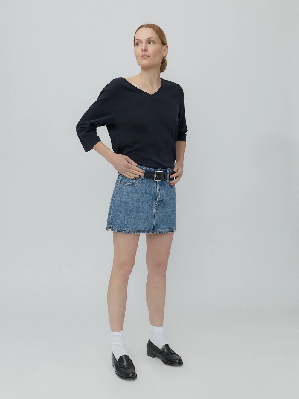 Still Here NWT 27 Holly Skirt Classic Blue Denim